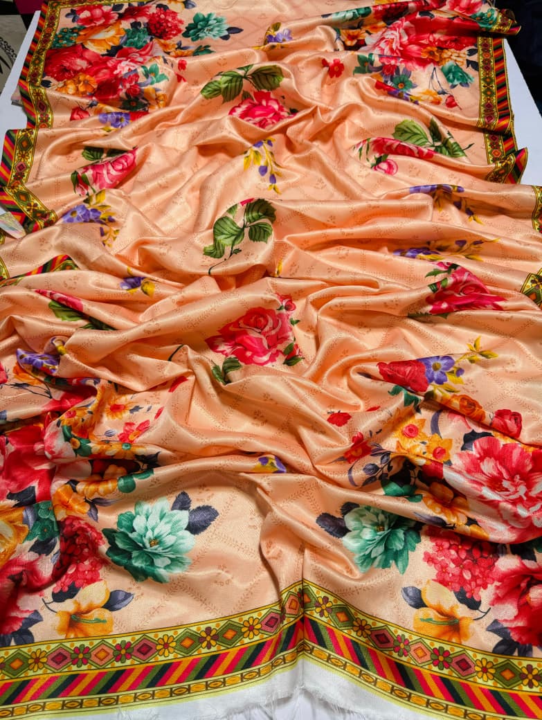 COCO BY ZARA SHAHJAHAN + IZNIK 3PC (PREMIUM DHANAK) CREAM WITH PRINTED SHAWL