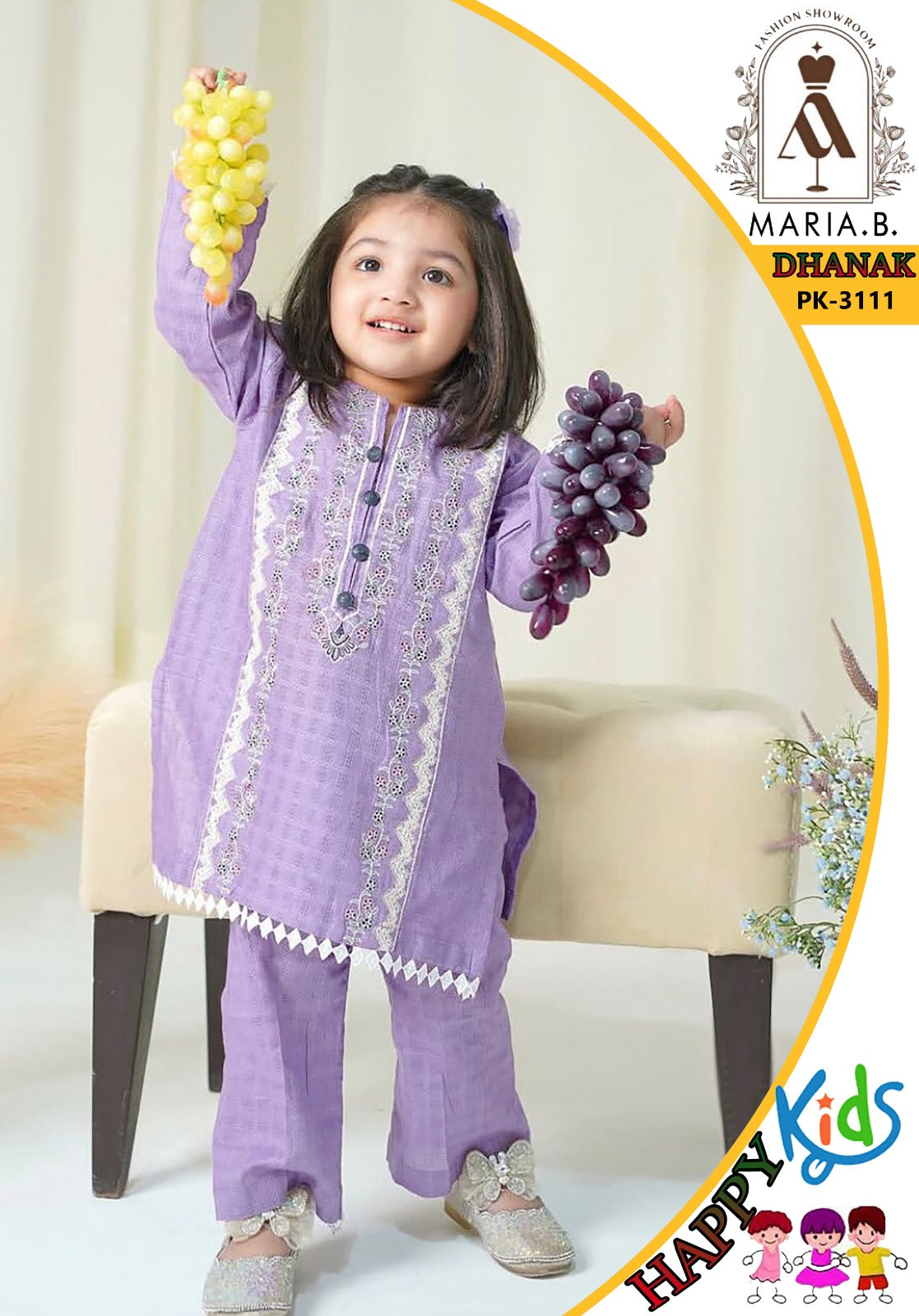 MARIA .B (DHANAK) 2PC PURPLE KIDS COLLECTION