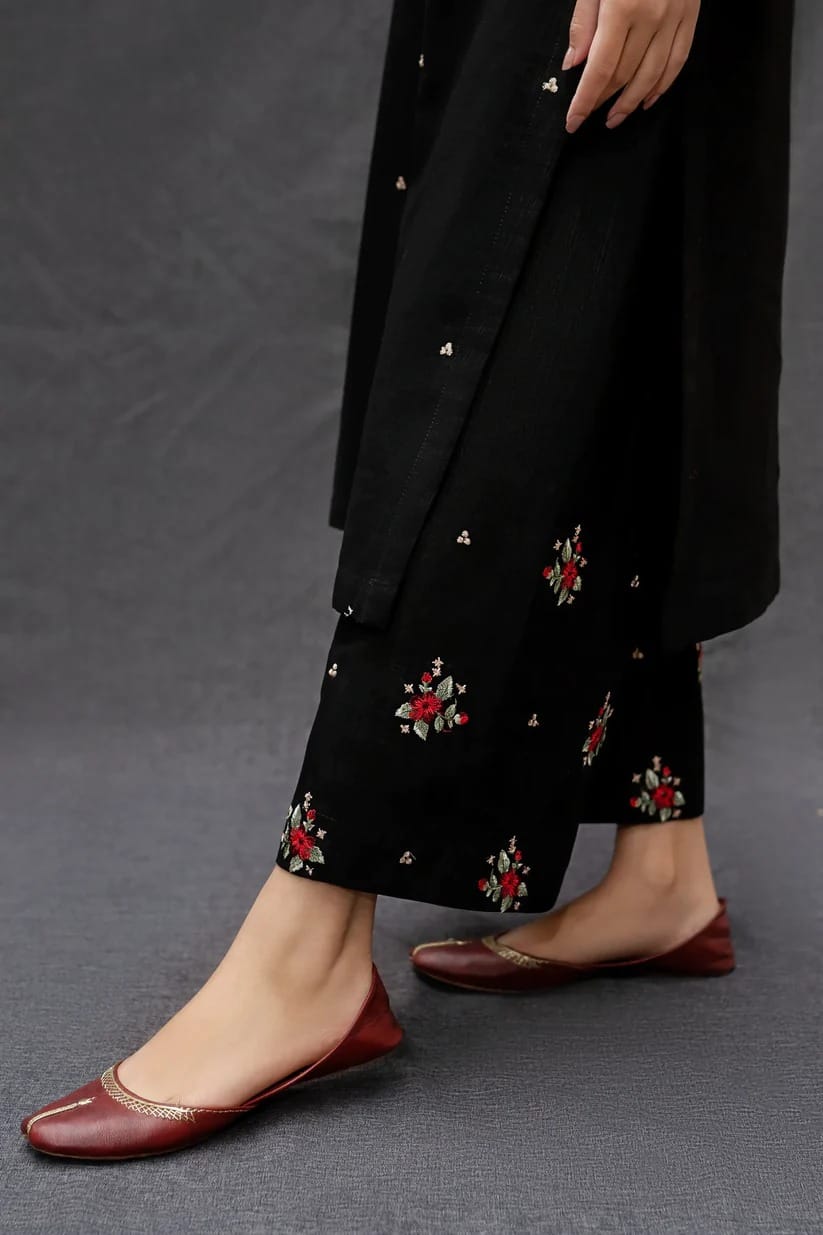 URGE AIRJET DHANAK 3PC BLACK EMBROIDERED SUIT