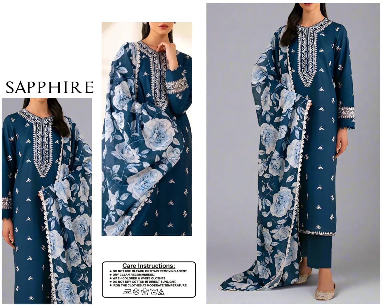 URGE AIRJET DHANAK 3PC PURPLE EMBROIDERED SUIT WITH PRINTED SHAWL