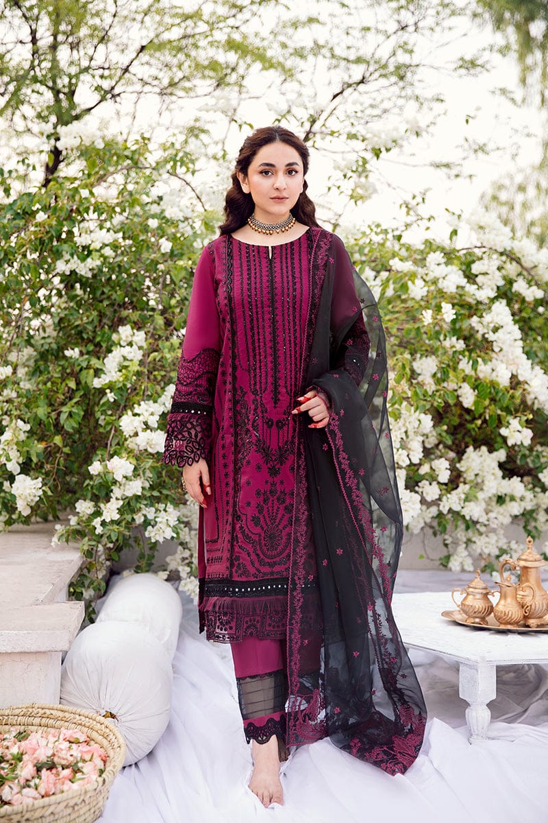 URGE AIRJET DHANAK 3PC PINK EMBROIDERED SUIT WITH PRINTED SHAWL